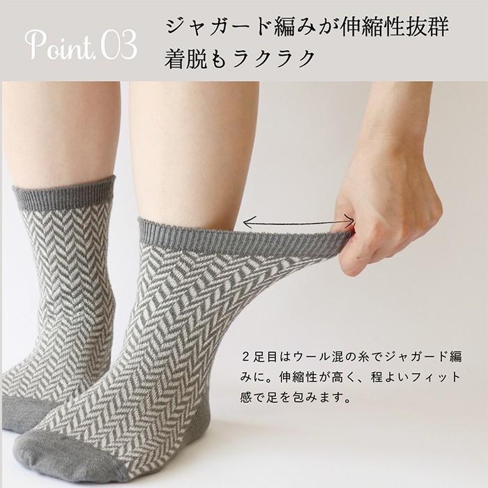 靴下 重ね履き ２足セット シルク ウール混 ジャガード編み レディース 女性用 冷えとり 暖かい あったかくつした 絹屋 日本製 | 絹屋 | 07