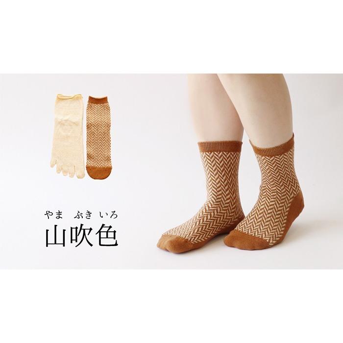 靴下 重ね履き ２足セット シルク ウール混 ジャガード編み レディース 女性用 冷えとり 暖かい あったかくつした 絹屋 日本製 | 絹屋 | 12