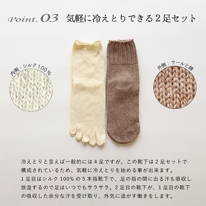 靴下 重ね履き ２足セット ふわふわ ウール コットン レディース 女性用 冷えとり くつした ソックス 絹屋 ギフト プレゼント | 絹屋 | 08