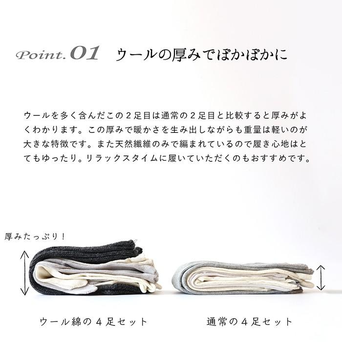 靴下 重ね履き 4足セット ふわふわ ウール混 コットン レディース 女性用 冷えとり くつした ソックス 絹屋 ギフト プレゼント | 絹屋 | 06