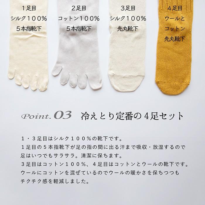 靴下 重ね履き 4足セット ふわふわ ウール混 コットン レディース 女性用 冷えとり くつした ソックス 絹屋 ギフト プレゼント | 絹屋 | 08