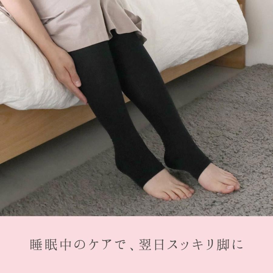 絹屋 着圧 ニーハイ ソックス シルク レディース 夏 夜 つま先なし