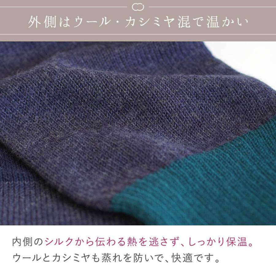 絹屋 マフラー 内側シルク カシミヤ ウール レディース 日本製 2重編み