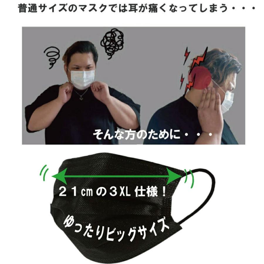 大きいサイズの不織布マスク 21cm ホワイト ブラック マスク 大きな