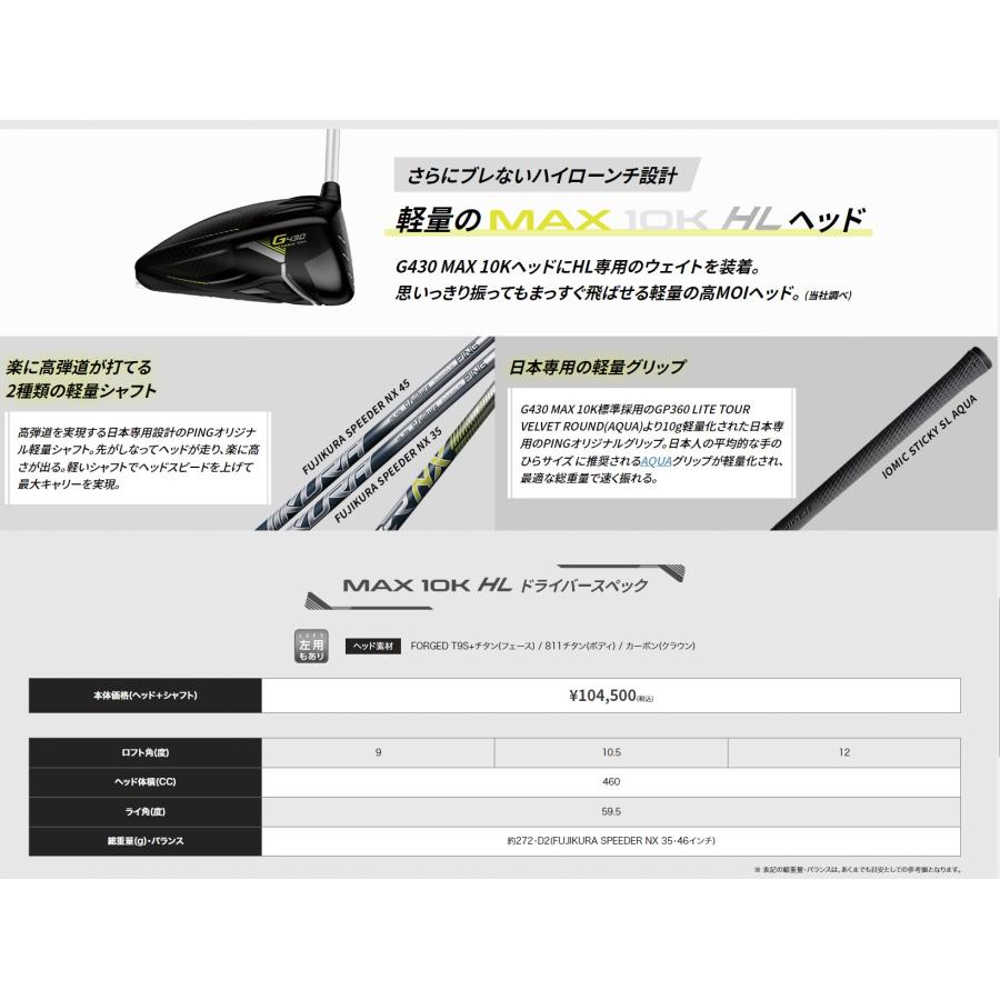 PING - 新品 未使用 ピン G430 MAX 10K HL 10.5度　ドライバーヘッド PING PING（ピン） G430 MAX 10Kドライバー ピン 純正シャフト