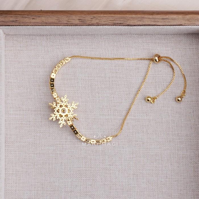 ブレスレット 金属アレルギー対応 アクセサリー コーティング 雪花 雪 結晶 18k ゴールド シルバー925 ジルコニア 星 サークル オフィス おしゃれ ゴールド |  | 02