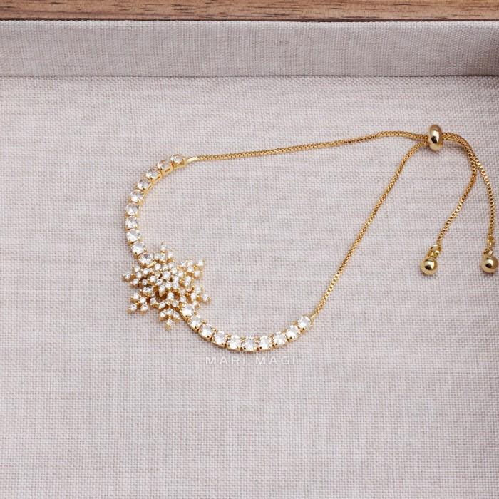 ブレスレット 金属アレルギー対応 アクセサリー コーティング 雪花 雪 結晶 18k ゴールド シルバー925 ジルコニア 星 サークル オフィス おしゃれ ゴールド |  | 03