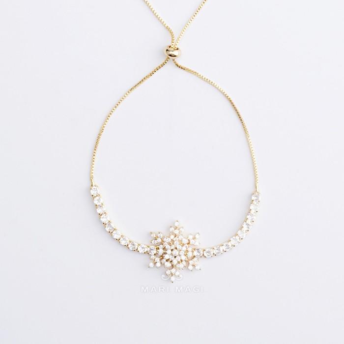 ブレスレット 金属アレルギー対応 アクセサリー コーティング 雪花 雪 結晶 18k ゴールド シルバー925 ジルコニア 星 サークル オフィス おしゃれ ゴールド |  | 04