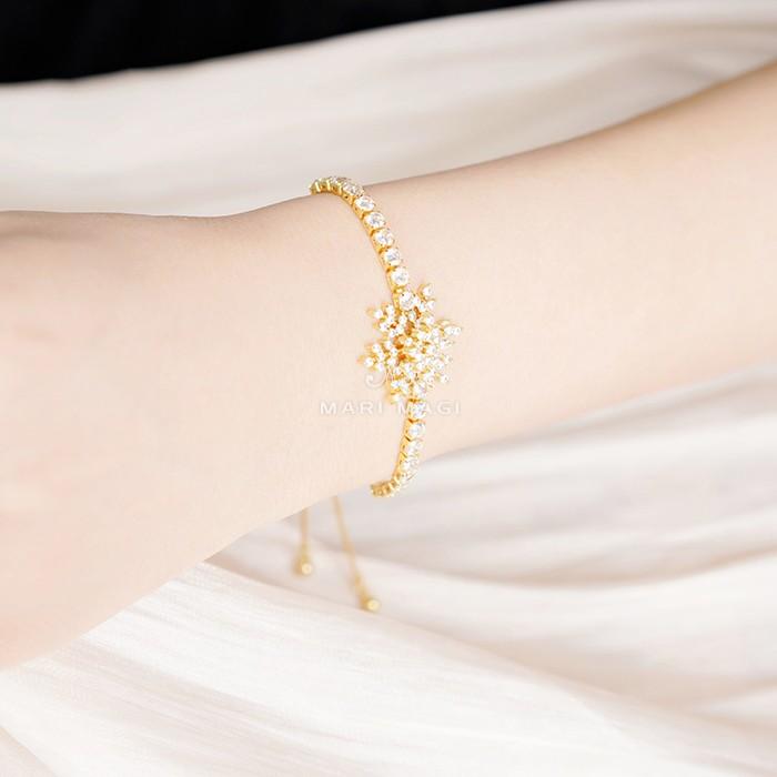 ブレスレット 金属アレルギー対応 アクセサリー コーティング 雪花 雪 結晶 18k ゴールド シルバー925 ジルコニア 星 サークル オフィス おしゃれ ゴールド |  | 06