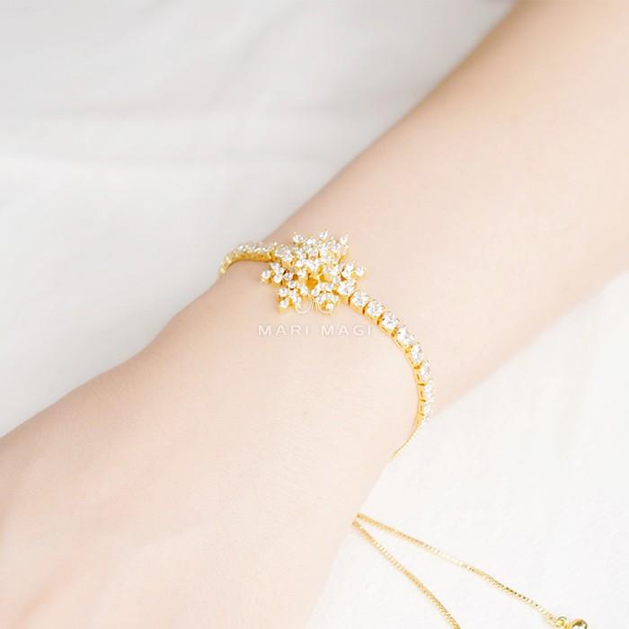 ブレスレット 金属アレルギー対応 アクセサリー コーティング 雪花 雪 結晶 18k ゴールド シルバー925 ジルコニア 星 サークル オフィス おしゃれ ゴールド |  | 08