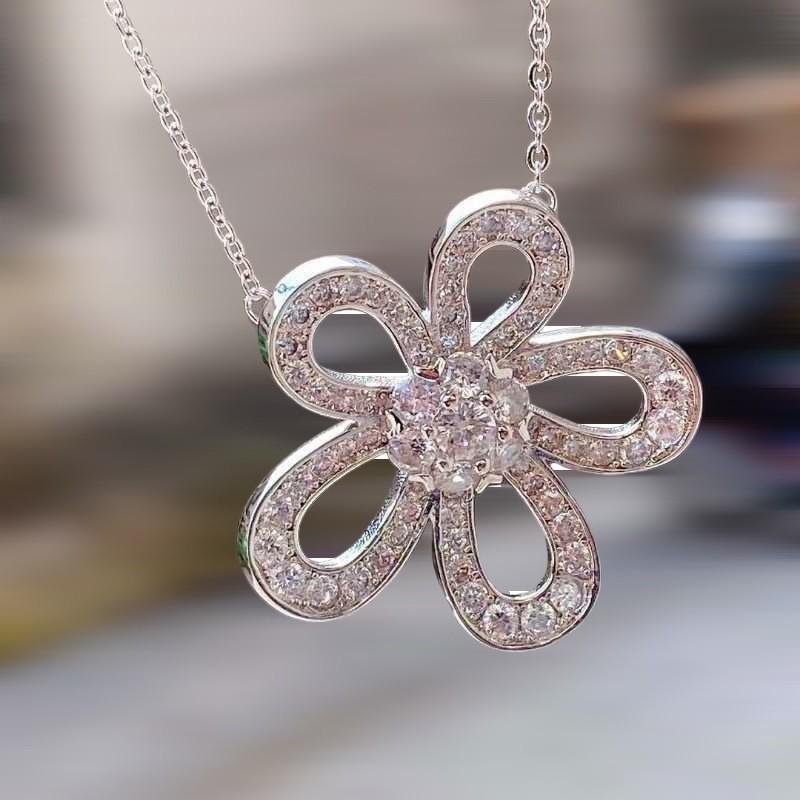 MARIMAGI ネックレス 花 フラワー ダイヤ級 金属アレルギー コーティング ラリエット レディース シンプル チェーン 大人 上品 エレガント 華奢 オフィス 通勤 | 