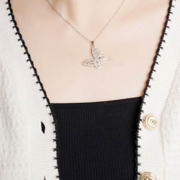 MARIMAGI ネックレス 蝶 ダイヤ級 金属アレルギー コーティング ラリエット レディース シンプル チェーン 大人 上品 エレガント 華奢 オフィス 通勤 |  | 14