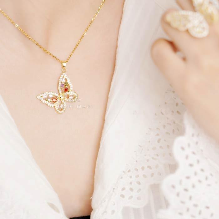 MARIMAGI ネックレス 蝶 ダイヤ級 金属アレルギー コーティング ラリエット レディース シンプル チェーン 大人 上品 エレガント 華奢 オフィス 通勤 |  | 10