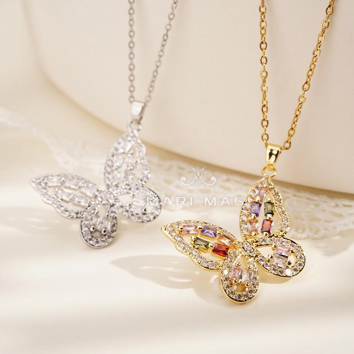 MARIMAGI ネックレス 蝶 ダイヤ級 金属アレルギー コーティング ラリエット レディース シンプル チェーン 大人 上品 エレガント 華奢 オフィス 通勤 |  | 03