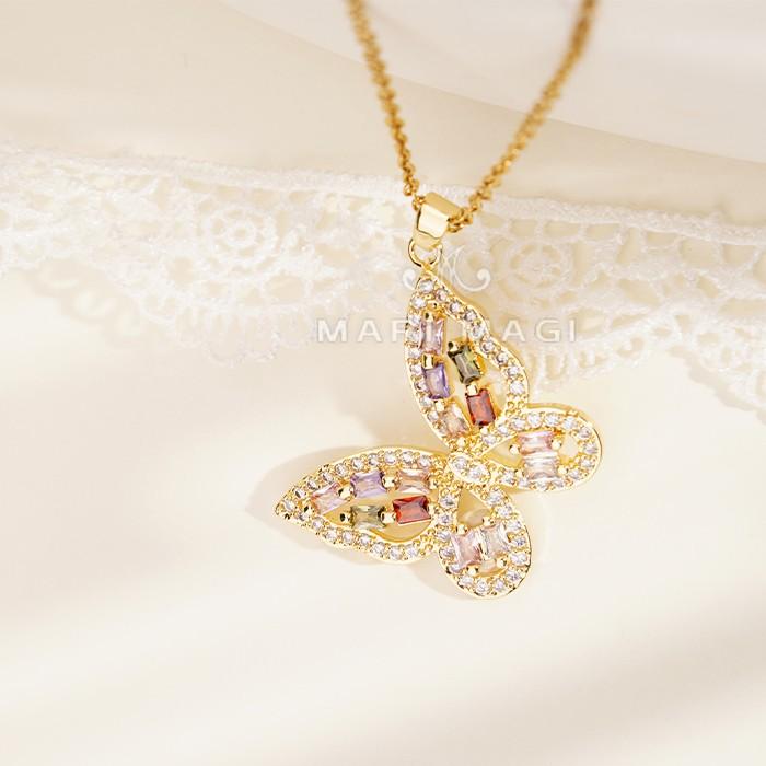 MARIMAGI ネックレス 蝶 ダイヤ級 金属アレルギー コーティング ラリエット レディース シンプル チェーン 大人 上品 エレガント 華奢 オフィス 通勤 |  | 04
