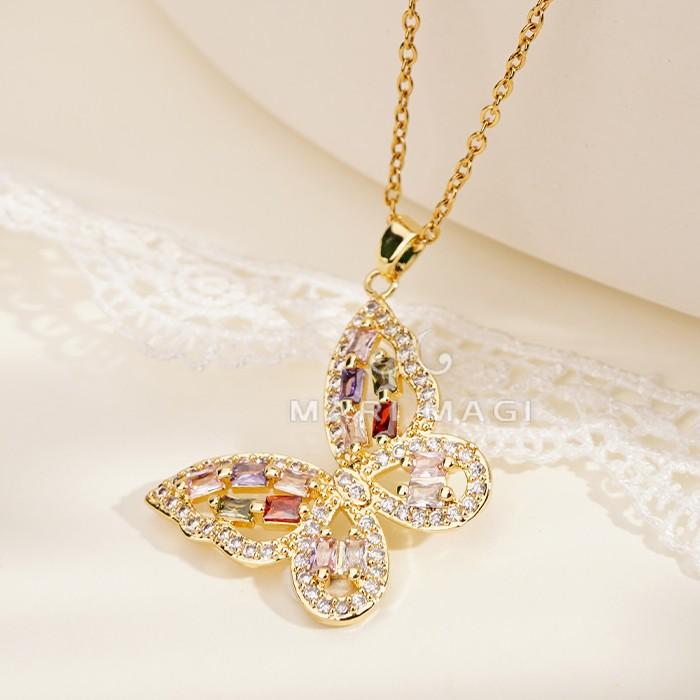 MARIMAGI ネックレス 蝶 ダイヤ級 金属アレルギー コーティング ラリエット レディース シンプル チェーン 大人 上品 エレガント 華奢 オフィス 通勤 |  | 05