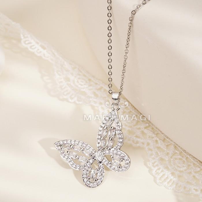 MARIMAGI ネックレス 蝶 ダイヤ級 金属アレルギー コーティング ラリエット レディース シンプル チェーン 大人 上品 エレガント 華奢 オフィス 通勤 |  | 06