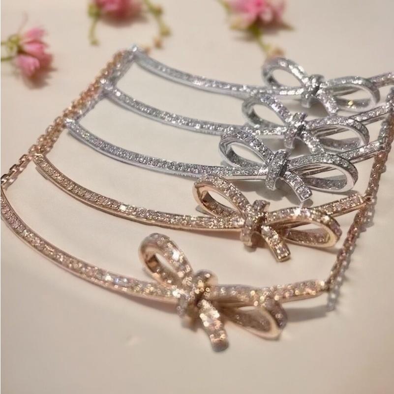 MARIMAGI ネックレス リボン ダイヤ級 金属アレルギー コーティング ラリエット レディース シンプル チェーン 大人 上品 エレガント 華奢 オフィス 通勤 | 