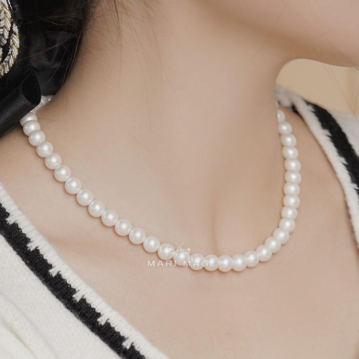 MARI MAGI パールネックレス レディース 真珠 8mm 40cm ガラス 冠婚葬祭 結婚式 葬式 入学 入園 卒業 卒園 フォーマル 30代 40代 50代 |  | 01