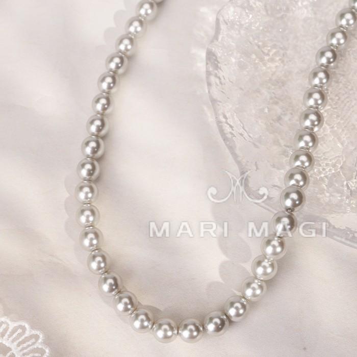 MARI MAGI パールネックレス レディース 真珠 6mm 40cm ガラス 冠婚葬祭 結婚式 葬式 入学 入園 卒業 卒園 フォーマル 30代 40代 50代 | 