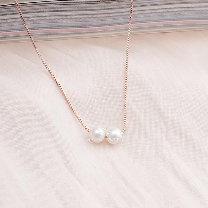 パールネックレス 二粒 8mm 18金 大粒 冠婚葬祭 葬式 結婚式 フォーマル パーティー アコヤ貝 パール レディース ピンクゴールド ホワイトゴールド 長さ調整可能 | 