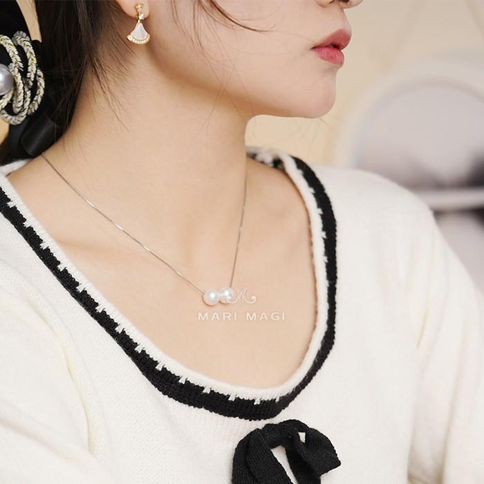 パールネックレス 二粒 10mm 18金 大粒 冠婚葬祭 葬式 結婚式 フォーマル パーティー アコヤ貝 レディース ピンクゴールド ホワイトゴールド 長さ調整可能 |  | 04