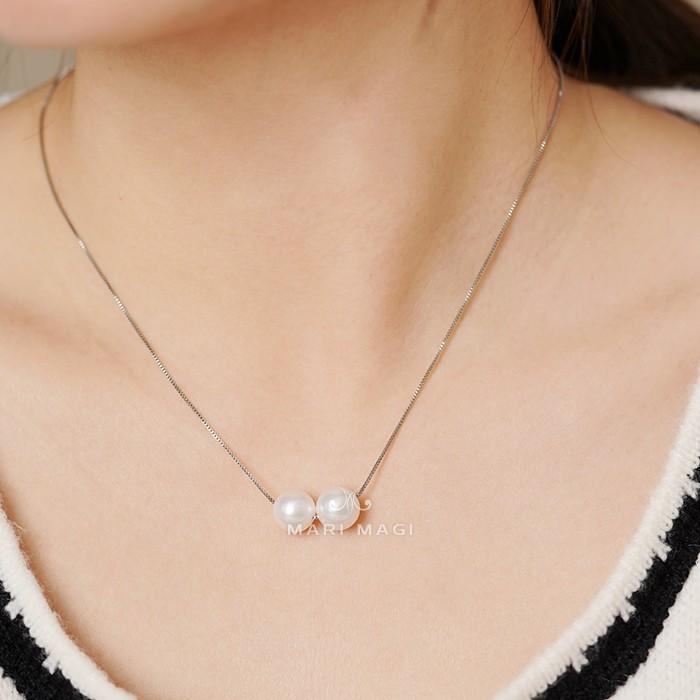 パールネックレス 二粒 10mm 18金 大粒 冠婚葬祭 葬式 結婚式 フォーマル パーティー アコヤ貝 レディース ピンクゴールド ホワイトゴールド 長さ調整可能 |  | 05