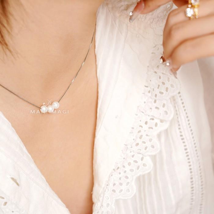 パールネックレス 三粒 6mm 18金 大粒 冠婚葬祭 葬式 結婚式 フォーマル パーティー アコヤ貝 レディース ピンクゴールド ホワイトゴールド 長さ調整可能 | 