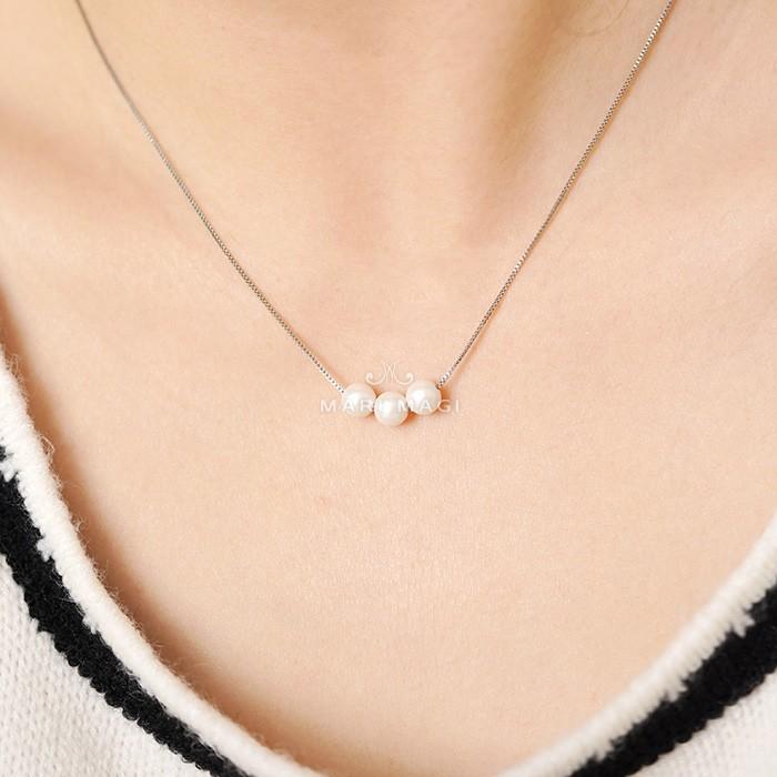 パールネックレス 三粒 6mm 18金 大粒 冠婚葬祭 葬式 結婚式 フォーマル パーティー アコヤ貝 レディース ピンクゴールド ホワイトゴールド 長さ調整可能 |  | 02