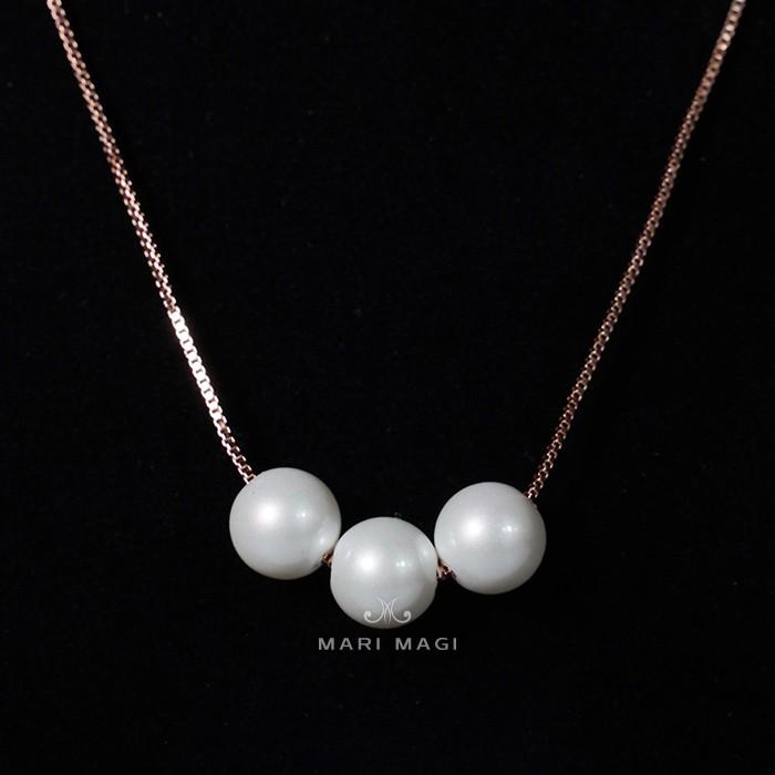 パールネックレス 三粒  10mm 18金 大粒 冠婚葬祭 葬式 結婚式 フォーマル パーティー アコヤ貝 レディース ピンクゴールド ホワイトゴールド 長さ調整可能 |  | 10