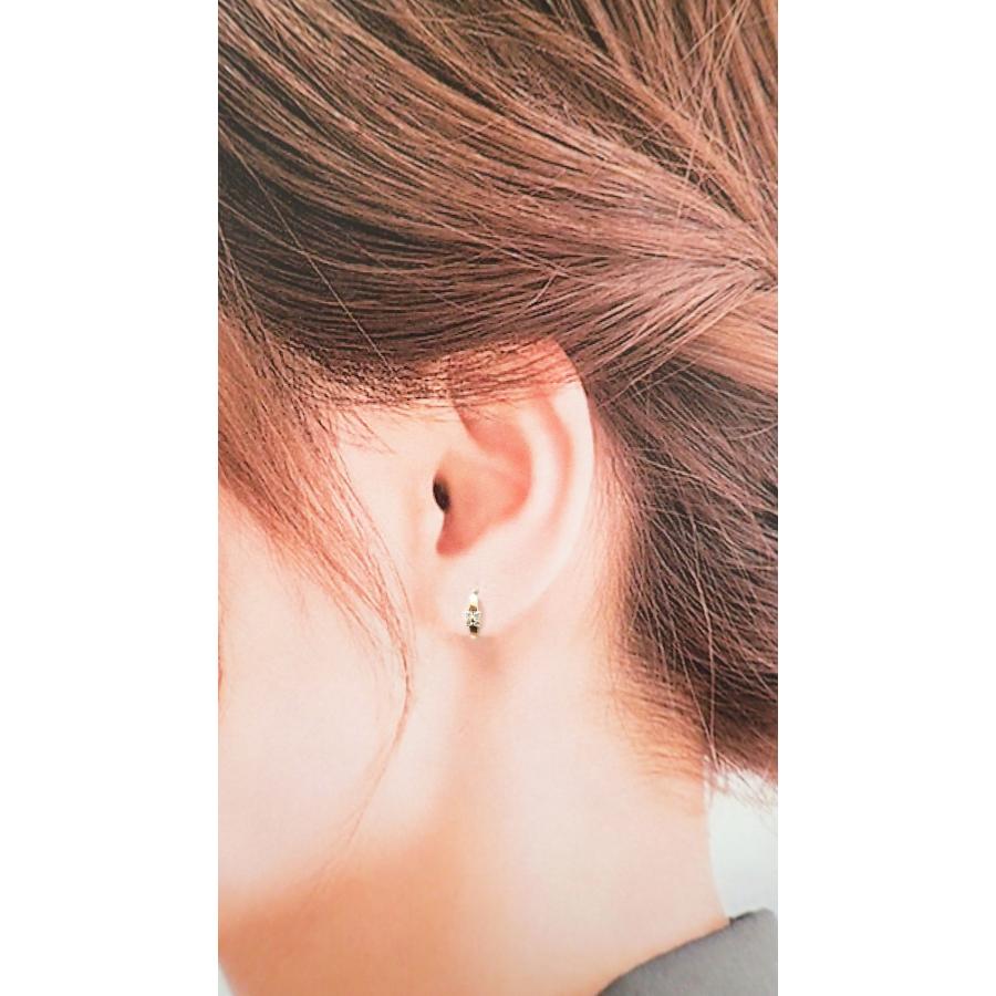 ピアス レディース アレルギー対応 ニッケルフリー K10 10金 イエローゴールド 天然 ダイヤモンド フープピアス 0.10カラット ペア 両耳用 中折れ式の画像