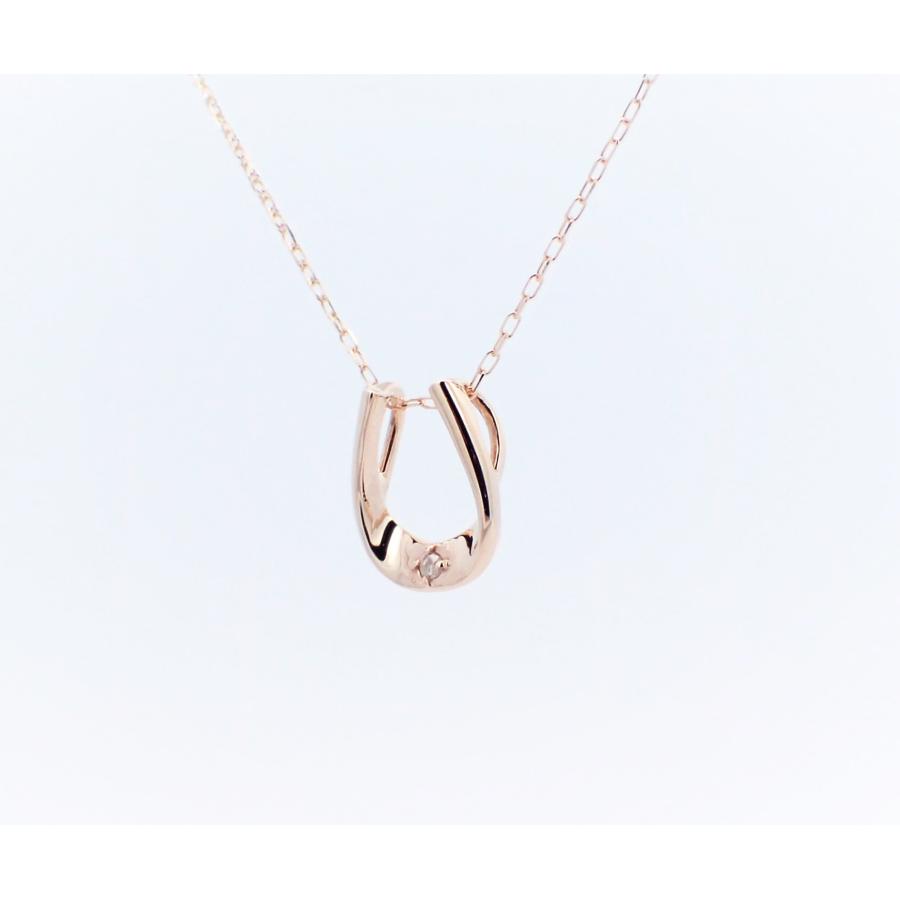 ペンダント ネックレス レディース アレルギー対応 ニッケルフリー K10YG 10金 イエローゴールド ダイヤモンド 0.005ct 天然 プチダイヤ シンプル 馬蹄の画像