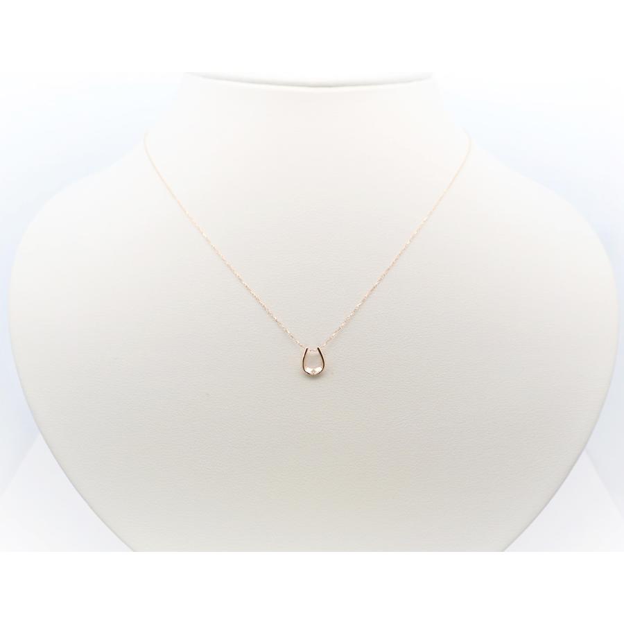 ペンダント ネックレス レディース アレルギー対応 ニッケルフリー K10YG 10金 イエローゴールド ダイヤモンド 0.005ct 天然 プチダイヤ シンプル 馬蹄の画像