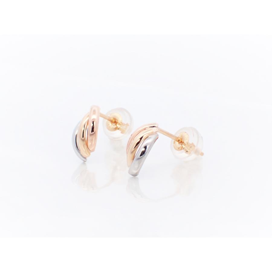 ピアス レディース アレルギー対応 ニッケルフリー K18  K18PG Pt900 トリニティカラー スタッドピアス トリコロール 18金 ゴールド プラチナ 地金ピアスの画像