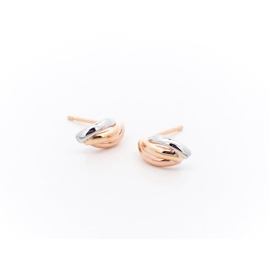 ピアス レディース アレルギー対応 ニッケルフリー K18  K18PG Pt900 トリニティカラー スタッドピアス トリコロール 18金 ゴールド プラチナ 地金ピアスの画像