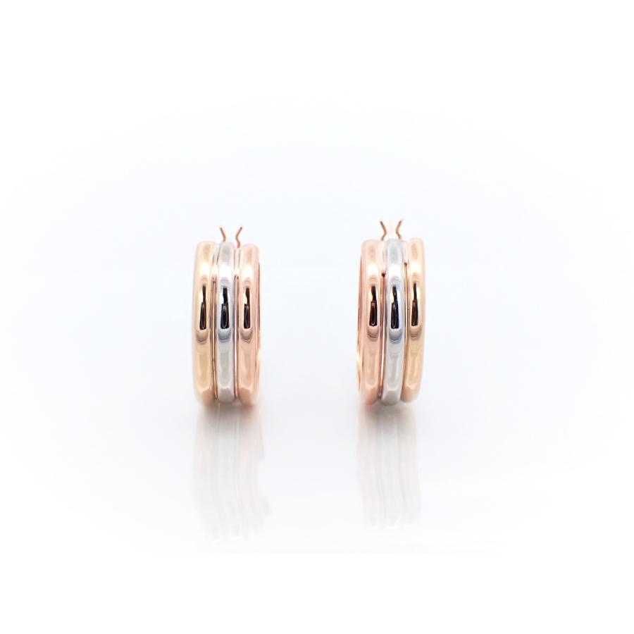 ピアス レディース アレルギー対応 ニッケルフリー K18 18金 ゴールド K18PG ピンクゴールド Pt900 プラチナ トリニティカラー フープピアス  トリコロールの画像
