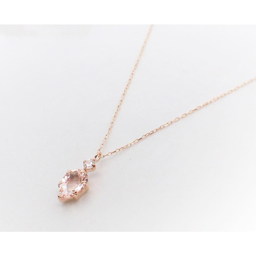 ペンダント ネックレス レディース アレルギー対応 ニッケルフリー K10YG 10金 イエローゴールド CZ 天然 モルガナイト 天然石 4月 誕生石 バースデーストーンの画像