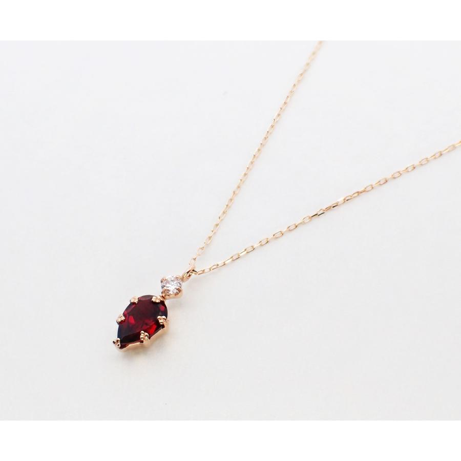 ペンダント ネックレス レディース アレルギー対応 ニッケルフリー K10YG 10金 イエローゴールド CZ 天然 ガーネット 天然石 1月 誕生石 バースデーストーンの画像