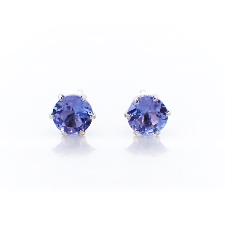 ピアス レディース アレルギー対応 ニッケルフリー Pt900 プラチナ 天然 タンザナイト スタッドピアス 天然石 12月 誕生石 バースデーストーンの画像