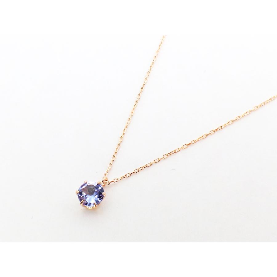 ペンダント ネックレス レディース アレルギー対応 ニッケルフリー K18 18金 ゴールド 天然 タンザナイト 天然石 一粒 12月 誕生石 バースデーストーンの画像