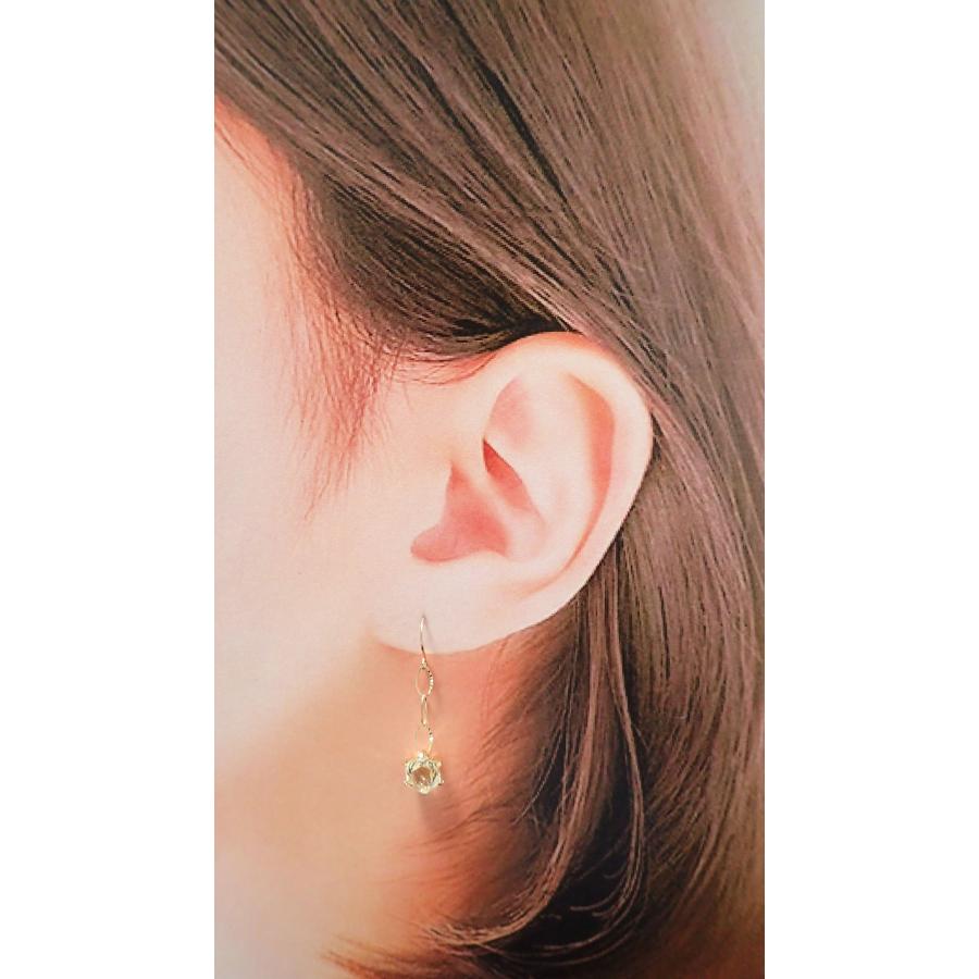 ピアス レディース アレルギー対応 ニッケルフリー K10 10金 イエローゴールド シトリン チェーン フックピアス 天然石 誕生石 ヘキサゴンの画像