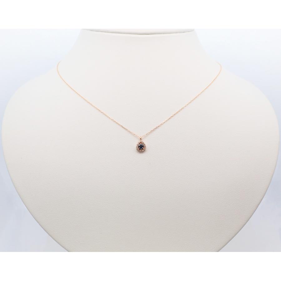 ペンダント ネックレス レディース アレルギー対応 ニッケルフリー K18 18金 ゴールド ダイヤモンド サファイア 0.08ct 天然石 ドロップ 上品の画像