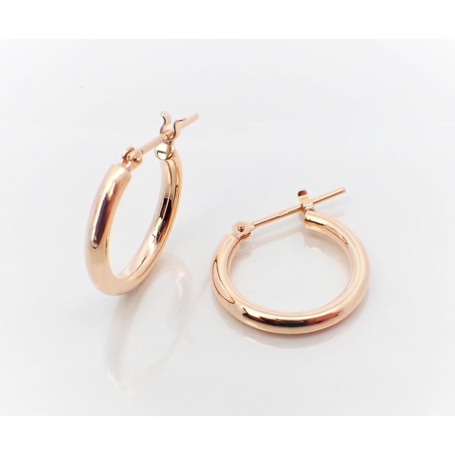 ピアス レディース アレルギー対応 ニッケルフリー K18 18金 ゴールド パイプ フープピアス 2mm×15ｍｍ シンプル ペア 両耳用 上品の画像