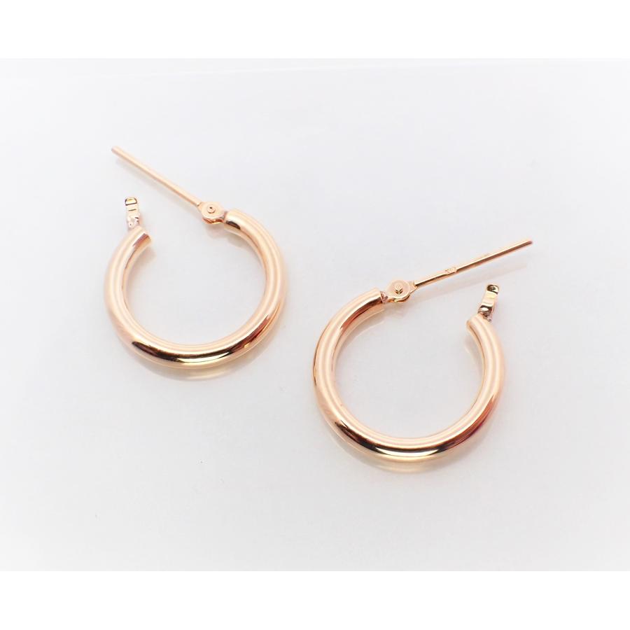 ピアス レディース アレルギー対応 ニッケルフリー K18 18金 ゴールド パイプ フープピアス 2mm×15ｍｍ シンプル ペア 両耳用 上品の画像