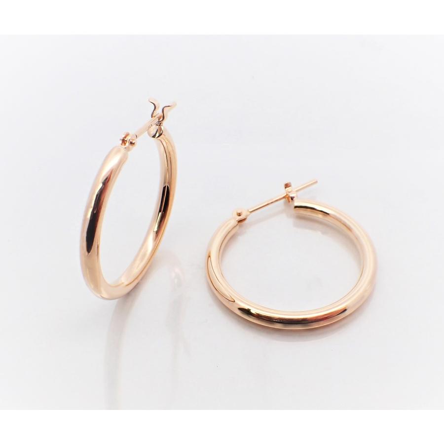 ピアス レディース アレルギー対応 ニッケルフリー K18 18金 ゴールド パイプ フープピアス 2mm×20ｍｍ シンプル ペア 両耳用 上品の画像