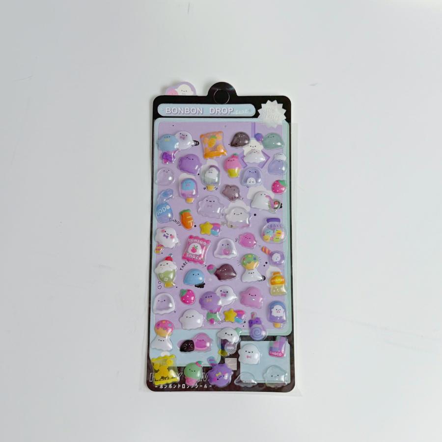 パンダ カピバラ ボンボンドロップシール ミニ 立体 キラキラ 小物デコ