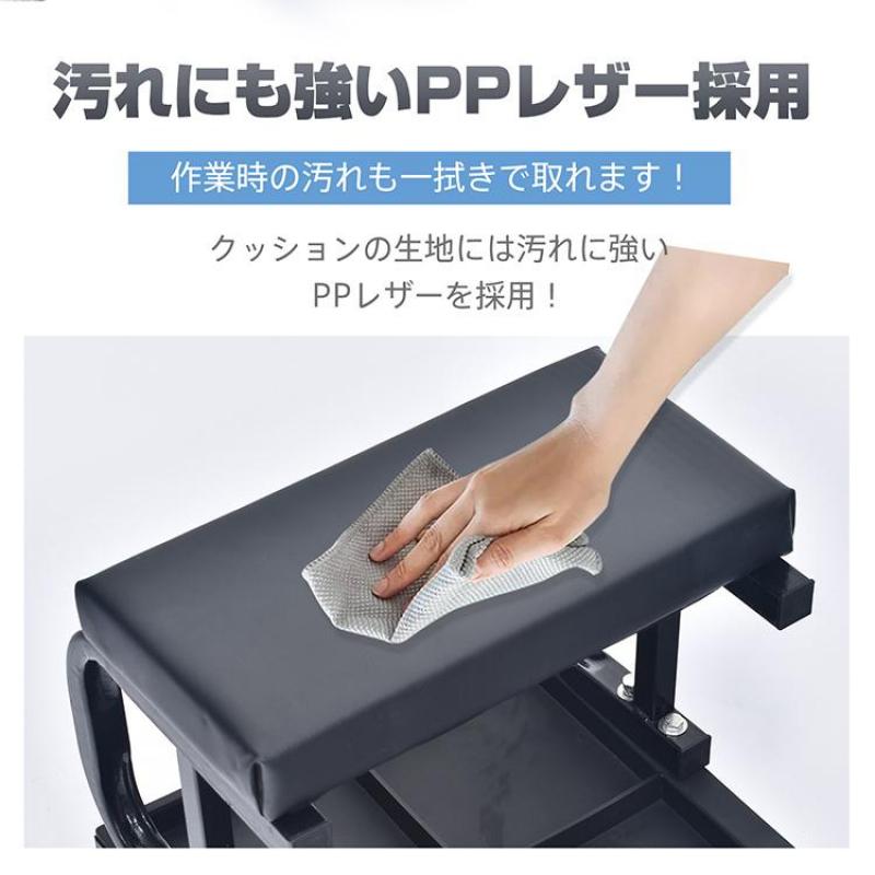 メカニックシート キャスター付き 低所作業椅子 ローラースツール 収納トレイ・工具入れ付き ガレージ 工場 整備作業用 多目的ワーキングチェア | ブランド登録なし | 05