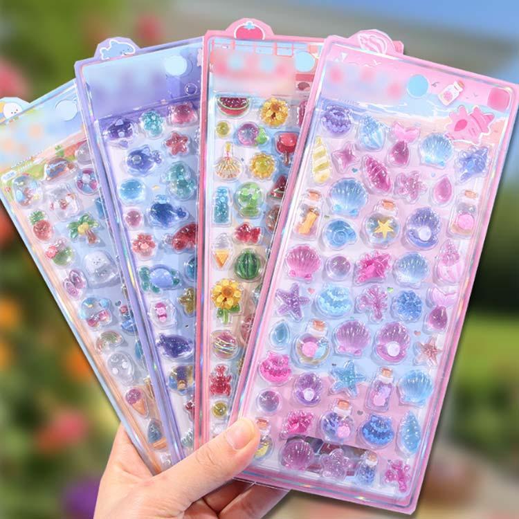 4枚セット ぷくぷくシール ボンボンシール 立体ドロップシール 立体