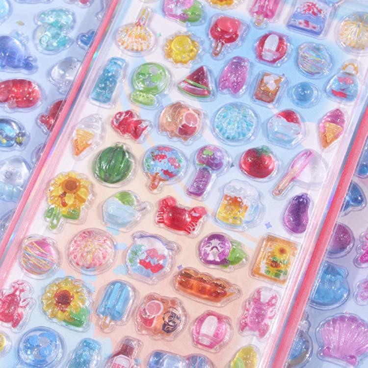 4枚セット ぷくぷくシール ボンボンシール 立体ドロップシール 立体