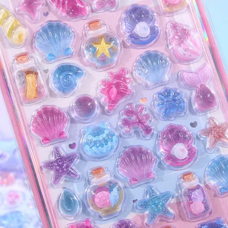 4枚セット ぷくぷくシール ボンボンシール 立体ドロップシール 立体